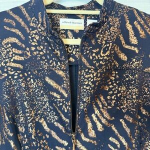 Alfred Dunner Zip Front Jacket- Metalic Zebra Print: Women’s 16W